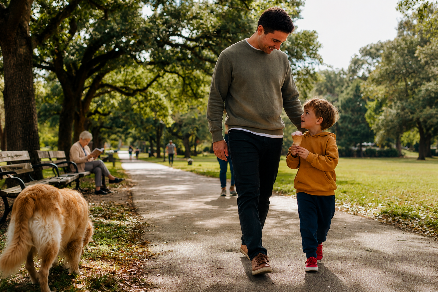 What Should I Say to My Child About Supervised Contact? What Should I Say to My Child About Supervised Contact? A father walks alongside his young son on a sunny park path while the child eats an ice cream.